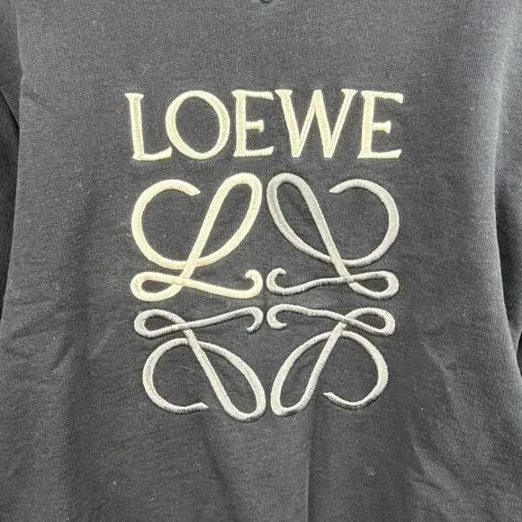 LOEWE Unisex Black Anagram Crewneck Sweatshirt Size M Embroidered Cotton